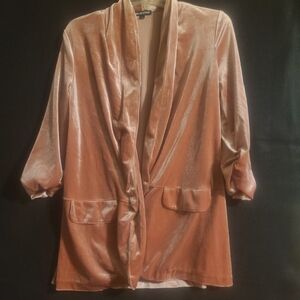 Velvet Open-Front Blazer Jacket in Blush Taupe
